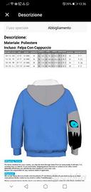 Felpa bambino SANS UNDERTALE nuova6 7 anni