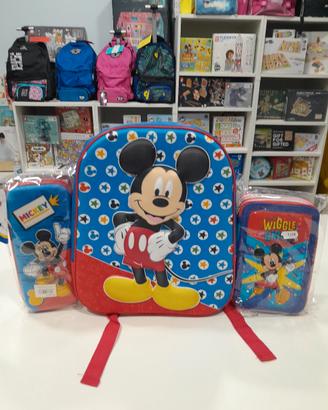 Zaino asilo Topolino 3d +astuccio completo +portam
