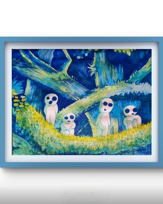 Disegno Kodama Studio Ghibli Principessa Mononoke