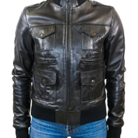 Giubbotto Donna Vera Pelle Nero Bomber Belstaff