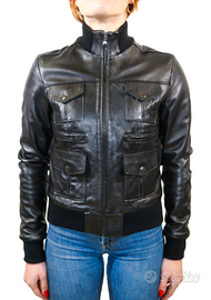 Giubbotto Donna Vera Pelle Nero Bomber Belstaff