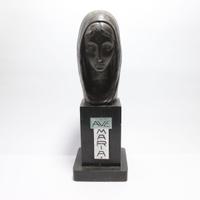 Scultura Volto Madonna Metallo Argentato Primi XX