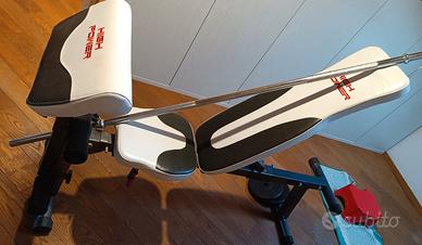 Panca pesi + manubri e bilanciere + 52kg di pesi