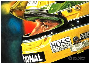 Ayrton Senna McLaren Casco Formula 1 Stampa Poster
