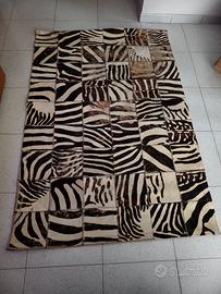 Tappeto patchwork zebra in vera pelle 