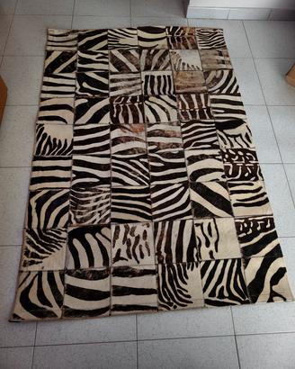 Tappeto patchwork zebra in vera pelle 