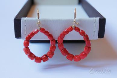 Orecchini in Corallo rosso Sardo e oro 750