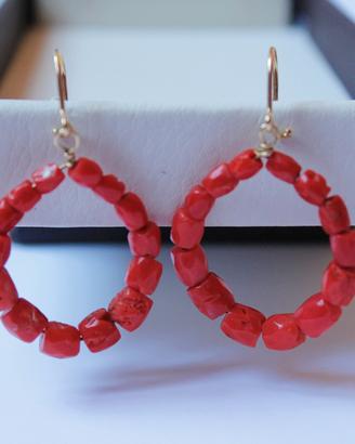 Orecchini in Corallo rosso Sardo e oro 750