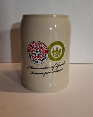 boccale ceramica Birra Forst Sudtirol calcio 