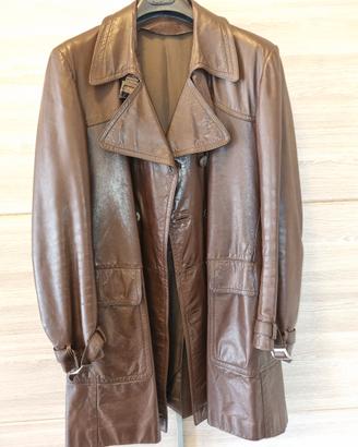 trench Marrone da uomo In vera pelle made in Italy
