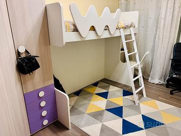 letto singolo rialzato 90x200 bianco