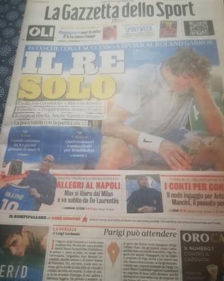 La Gazzetta dello Sport: Jannik Sinner 29/5/2026
