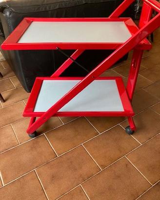 Carrellino  cucina portavivande rosso e grigio
