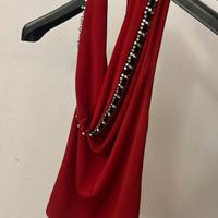 Top rosso con cristalli Swarovski