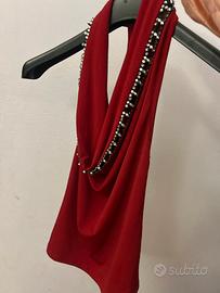 Top rosso con cristalli Swarovski