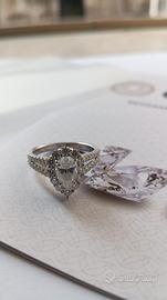 Anello Argento E Moissanite certificato 