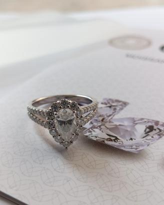 Anello Argento E Moissanite certificato 