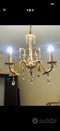 Lampadario pendente  a tre luci in cristallo