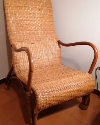 Poltrona vintage in vimini e bambù PEZZO UNICO