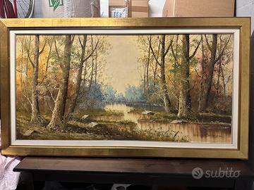 Quadro Olio su tela paesaggio autunnale