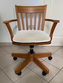 Sedia da Ufficio in Legno Massello con Ruote