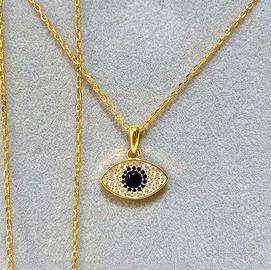 Girocollo 925 Evil Eye placcato oro New