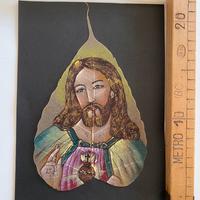 Ritratto Gesù su foglia vintage