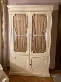 Libreria Credenza classica bianca con vetrina