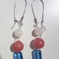 Orecchini artigianali PENDENTI bianco rosa azzurro