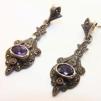 Art Deco stupendi orecchini argento marcasite amet