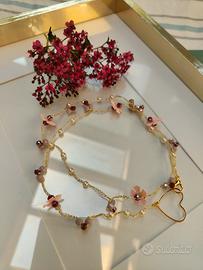 Collana girocollo uncinetto e perline 