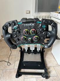 Moza R9, pedaliera TLCM thrustmaster + base