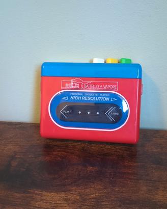 Walkman lettore cassette vintage rosso blu anni 80