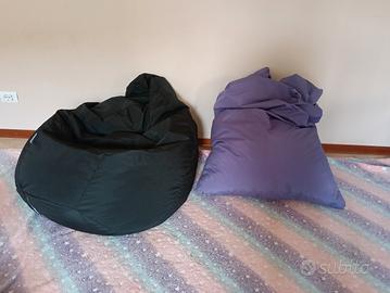 lotto pouf / puff sacco nero e viola 