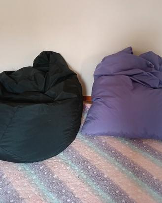 lotto pouf / puff sacco nero e viola 