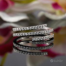 Anello a Tripla Spirale in Argento 925 e Zirconi