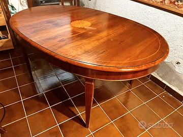Tavolo massello con intarsio + 6 sedie imbottite