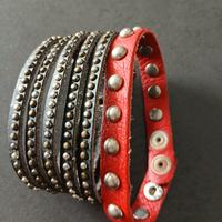 coppia bracciali in vera pelle