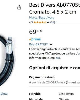 NUOVO Manometro Sub, Ottone Cromato, 4.5 x 2 cm