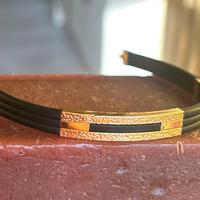 Bracciale uomo oro giallo 750 18 carati e caucciù