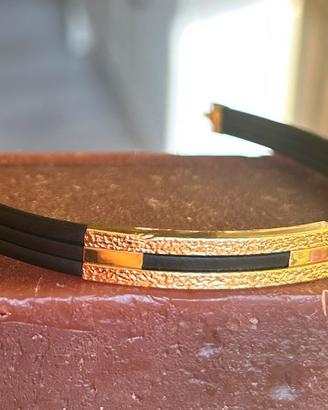 Bracciale uomo oro giallo 750 18 carati e caucciù