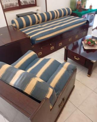 Salotto con divano e poltrona stile marinaro
