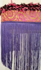 Cintura danza frange viola e passamaneria oro