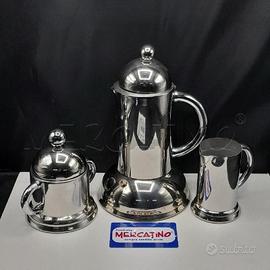 MOKA INOX + LATTIERA + ZUCCHERIERA NUOVI