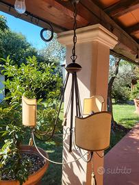 lampadario in ferro a tre bracci