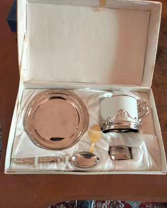 Set tazza porcellana argentata
