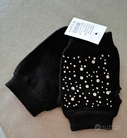 Guanti senza dita neri con strass