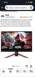 Monitor benq 2k 27 pollici 165 hz con casse
