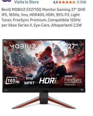 Monitor benq 2k 27 pollici 165 hz con casse