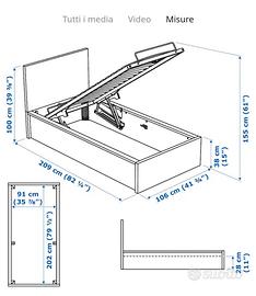 Malm struttura letto singolo con contenitore Bianc